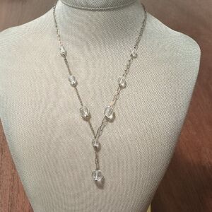 Elegant Art Deco Cut Glass Necklace with Clear Beads